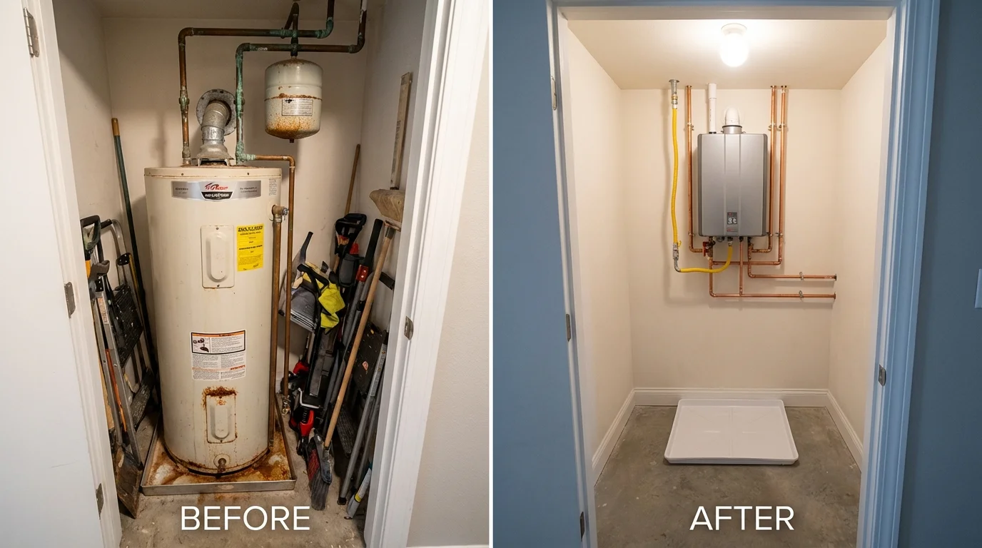 Tank water heater versus wall-mounted tankless unit comparison for Fort Lupton, CO homeowners
