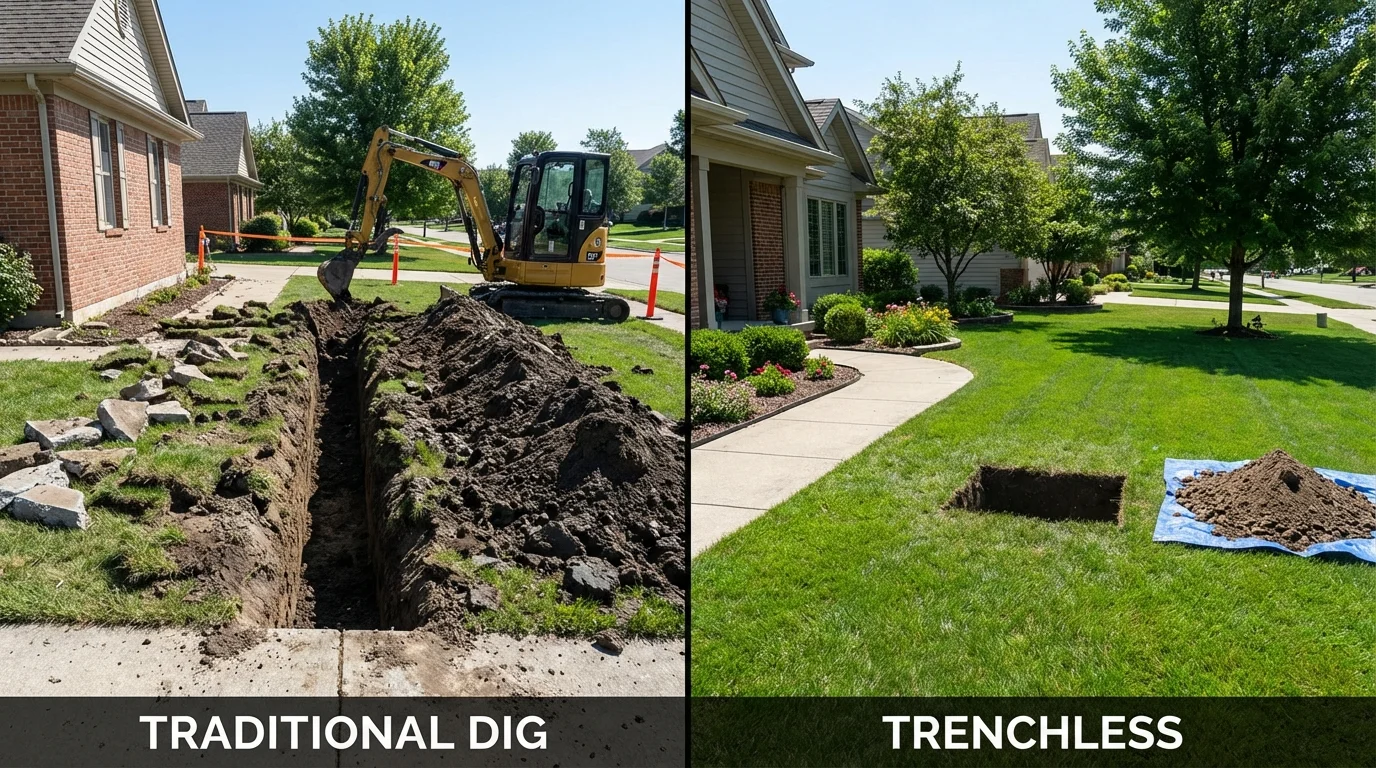 Trenchless sewer repair with minimal yard damage versus traditional excavation in Fort Lupton, CO